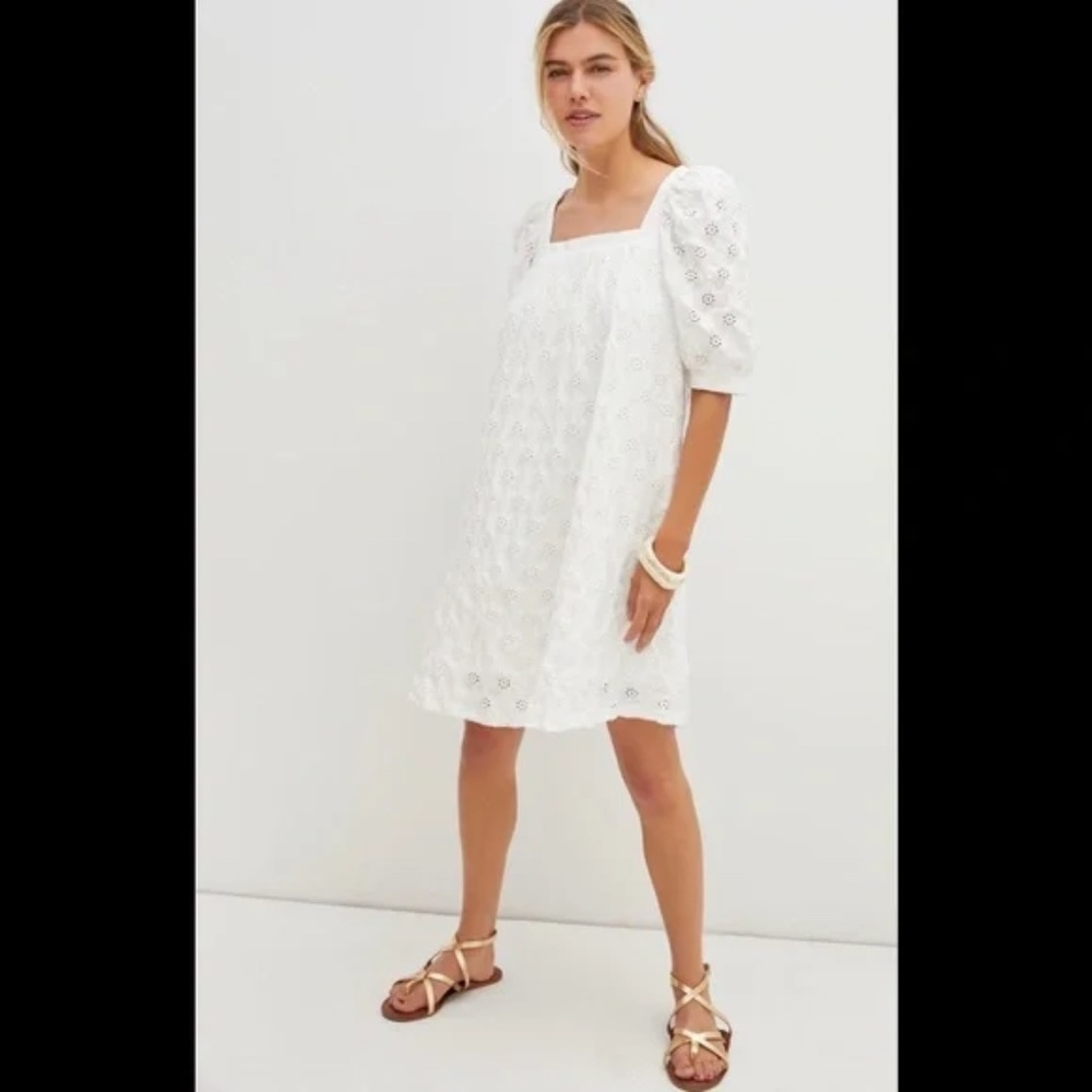 NWT Anthropologie Maeve Eyelet Mini Dress Size Medium
